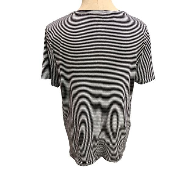 XL Talbots Tee Womens Navy Blue White Striped V-Neck Tshirt - Picture 4 of 6